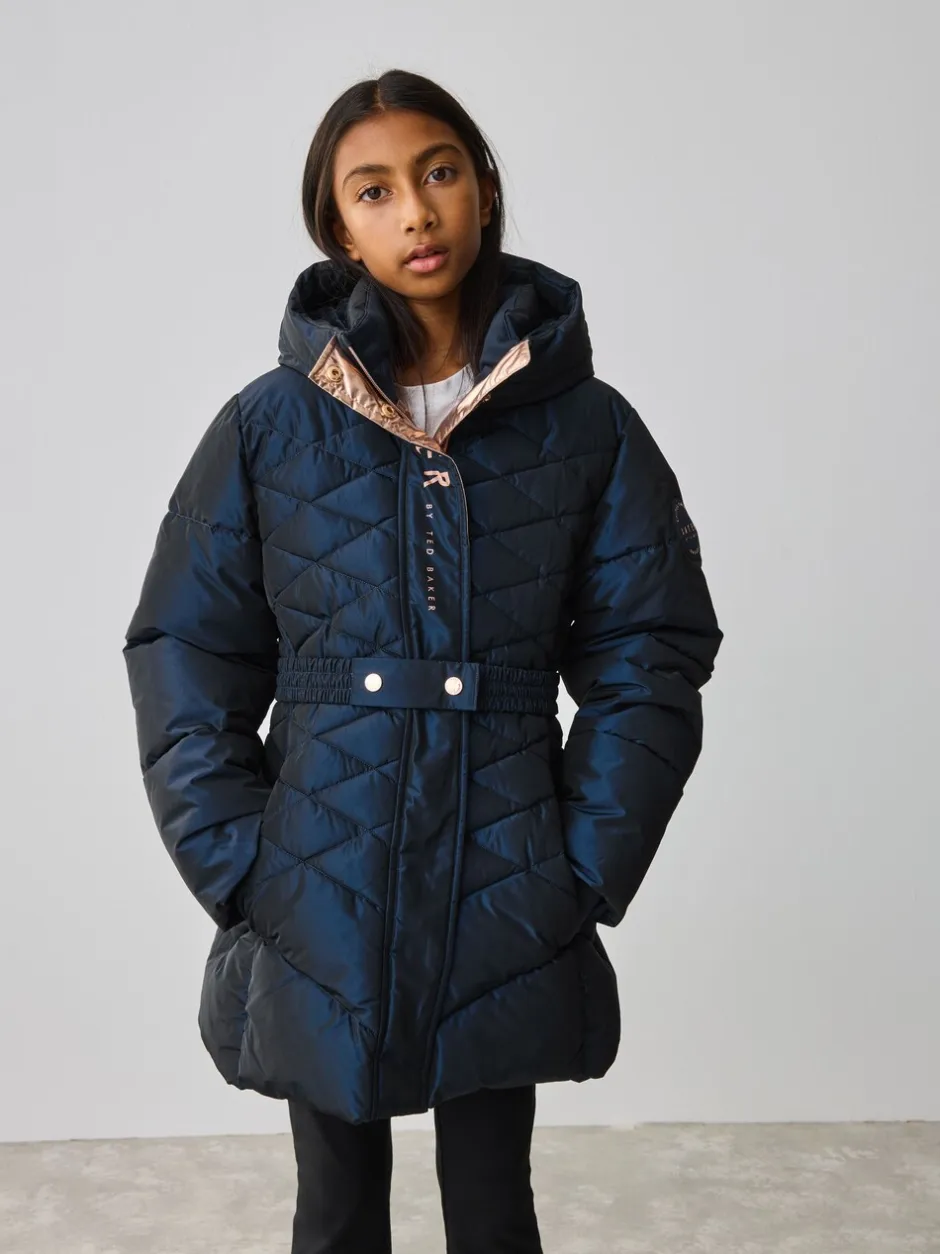 Schoolkleding|Jassen En Jacks|Baker by Ted Baker - - Regenbestendige halfzware gevoerde jas met ceintuur Marineblauw