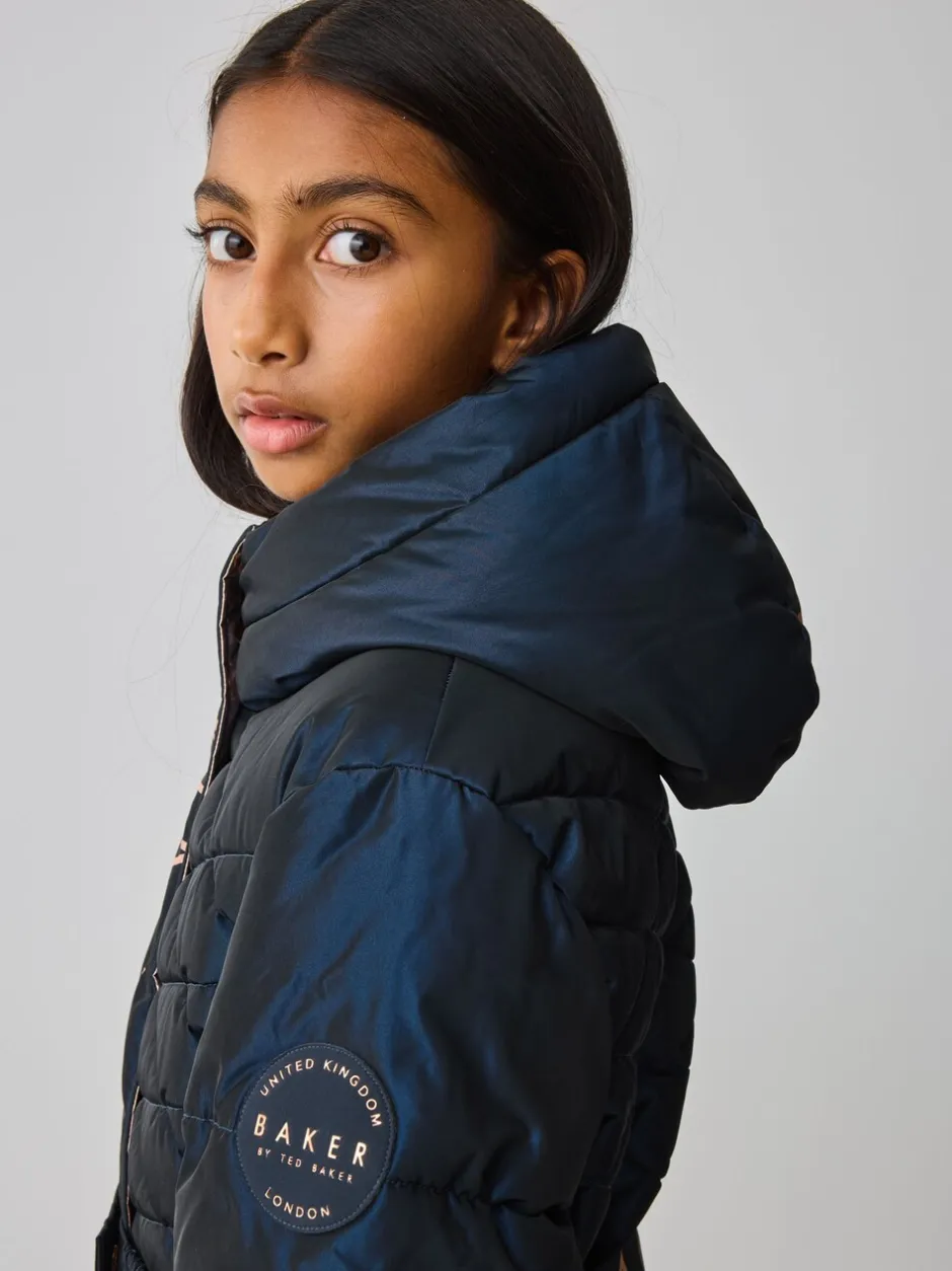 Schoolkleding|Jassen En Jacks|Baker by Ted Baker - - Regenbestendige halfzware gevoerde jas met ceintuur Marineblauw