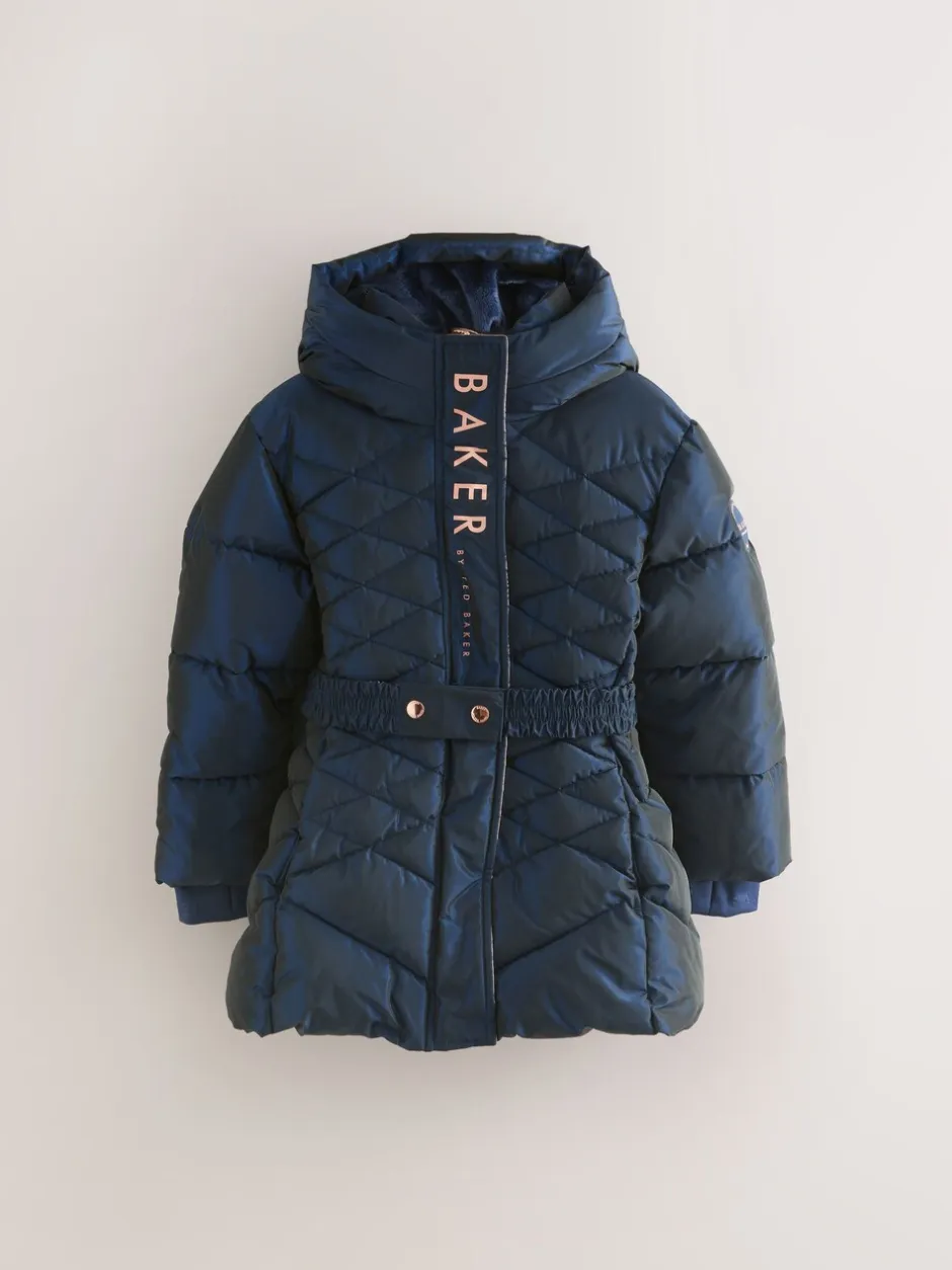 Schoolkleding|Jassen En Jacks|Baker by Ted Baker - - Regenbestendige halfzware gevoerde jas met ceintuur Marineblauw