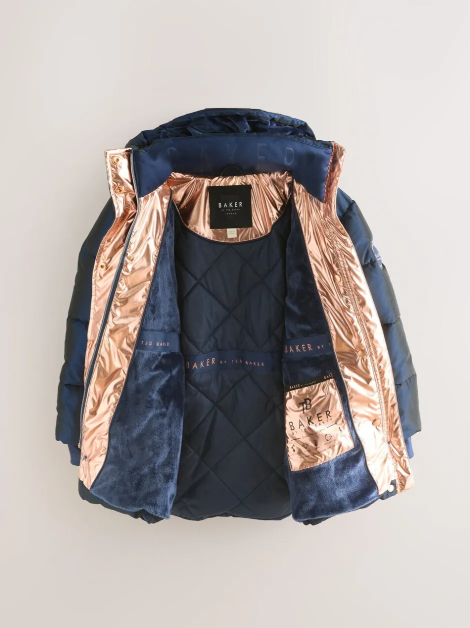 Schoolkleding|Jassen En Jacks|Baker by Ted Baker - - Regenbestendige halfzware gevoerde jas met ceintuur Marineblauw
