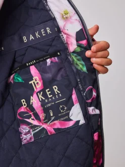 Jassen En Jacks|Baker by Ted Baker - regenjas met merklogo op de zoom Marineblauw