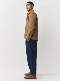 Broeken En Chino's*Next - Barrel Fit - Authentic Cotton Rich Stretch Trousers Marineblauw