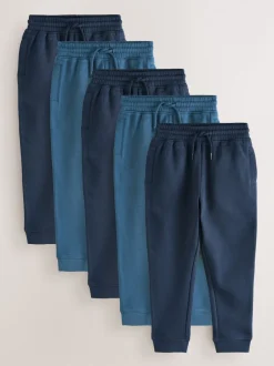 Joggingbroeken|Next - Basic joggingbroeken, set van 5 (3-16jaar) Marineblauw