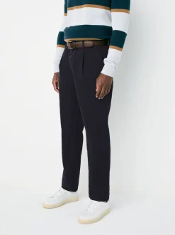 Broeken En Chino's*Next - Belted Soft Touch Pleated Chino Trousers Marineblauw