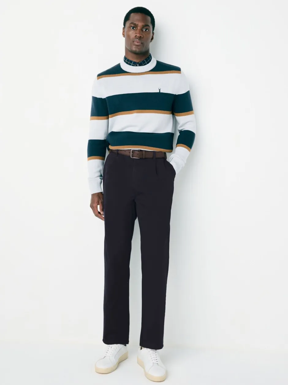 Broeken En Chino's*Next - Belted Soft Touch Pleated Chino Trousers Marineblauw