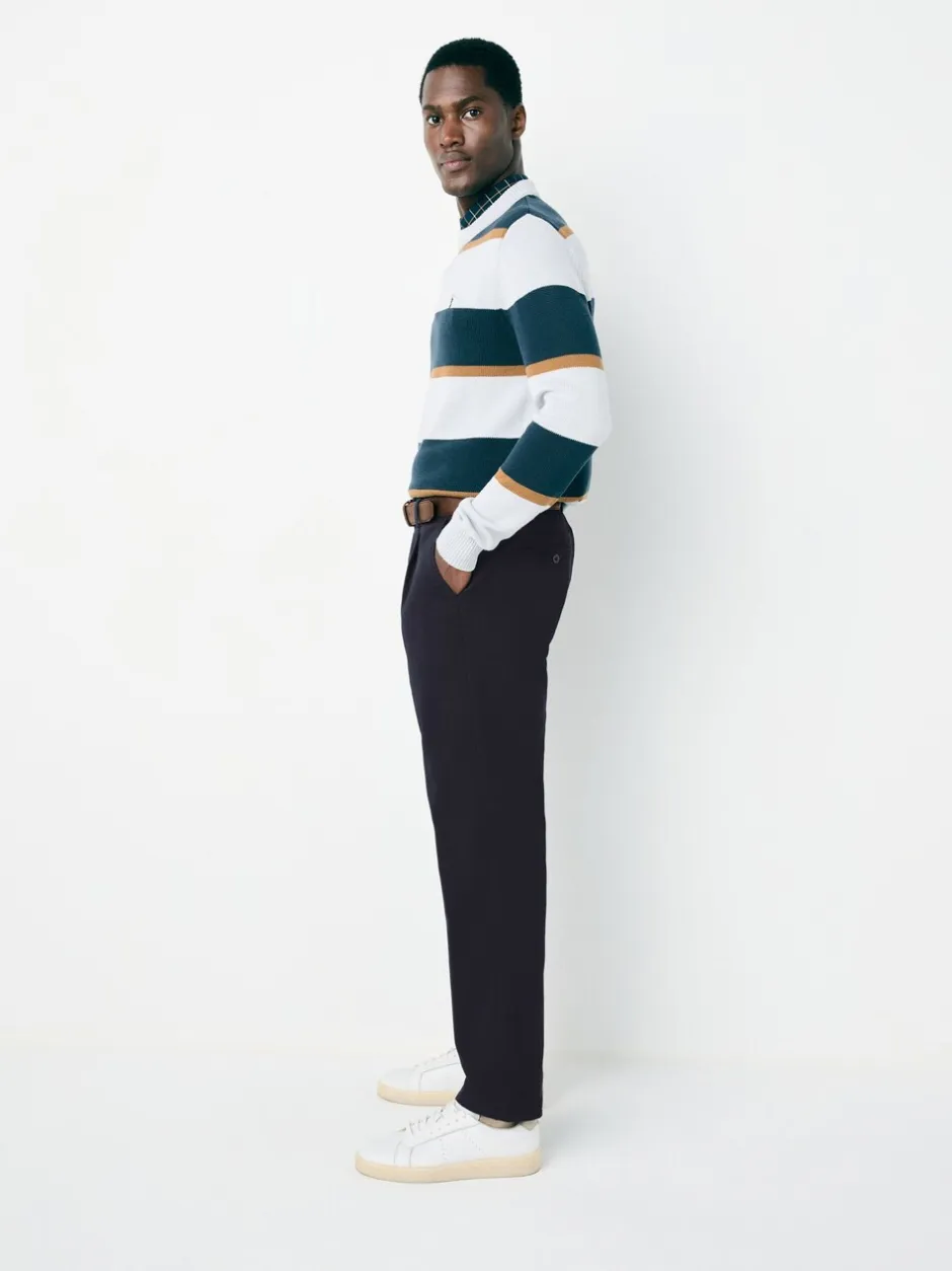 Broeken En Chino's*Next - Belted Soft Touch Pleated Chino Trousers Marineblauw