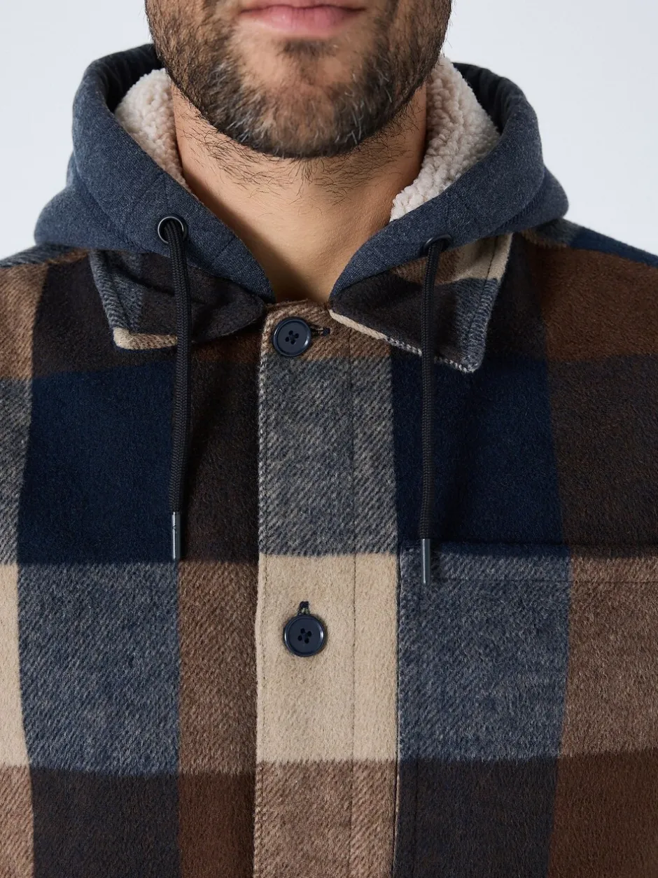 Jassen En Jacks|Next Marineblauw - Borg Lined Check Hooded Shacket