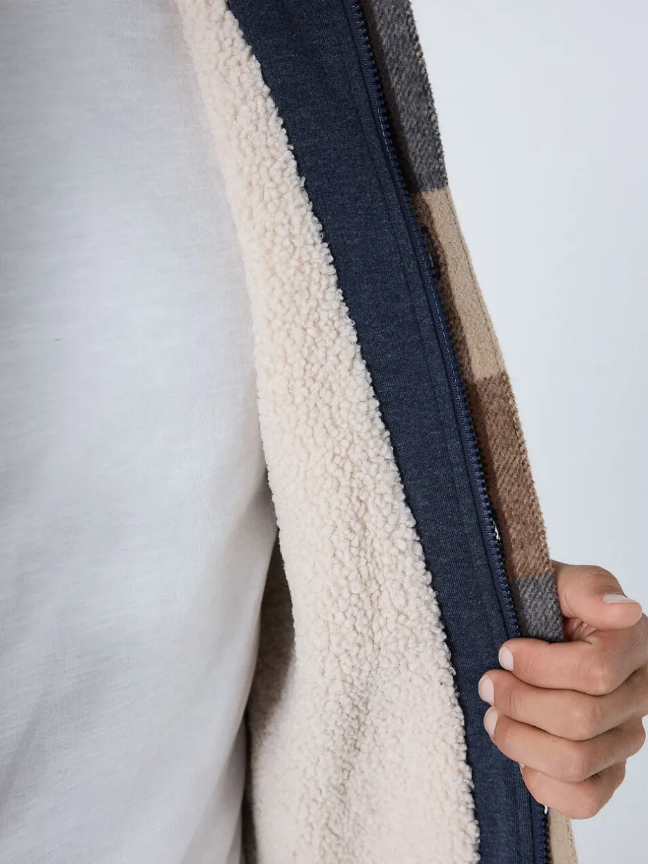 Jassen En Jacks|Next Marineblauw - Borg Lined Check Hooded Shacket