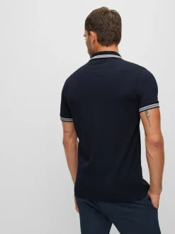 Poloshirts|BOSS Marineblauw - Regular Fit Paddy poloshirt met contrasterende kraag