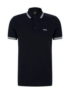Poloshirts|BOSS Marineblauw - Regular Fit Paddy poloshirt met contrasterende kraag