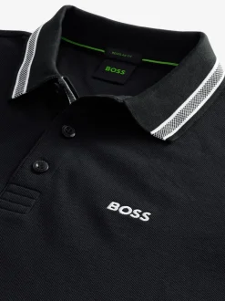 Poloshirts|BOSS Marineblauw - Regular Fit Paddy poloshirt met contrasterende kraag