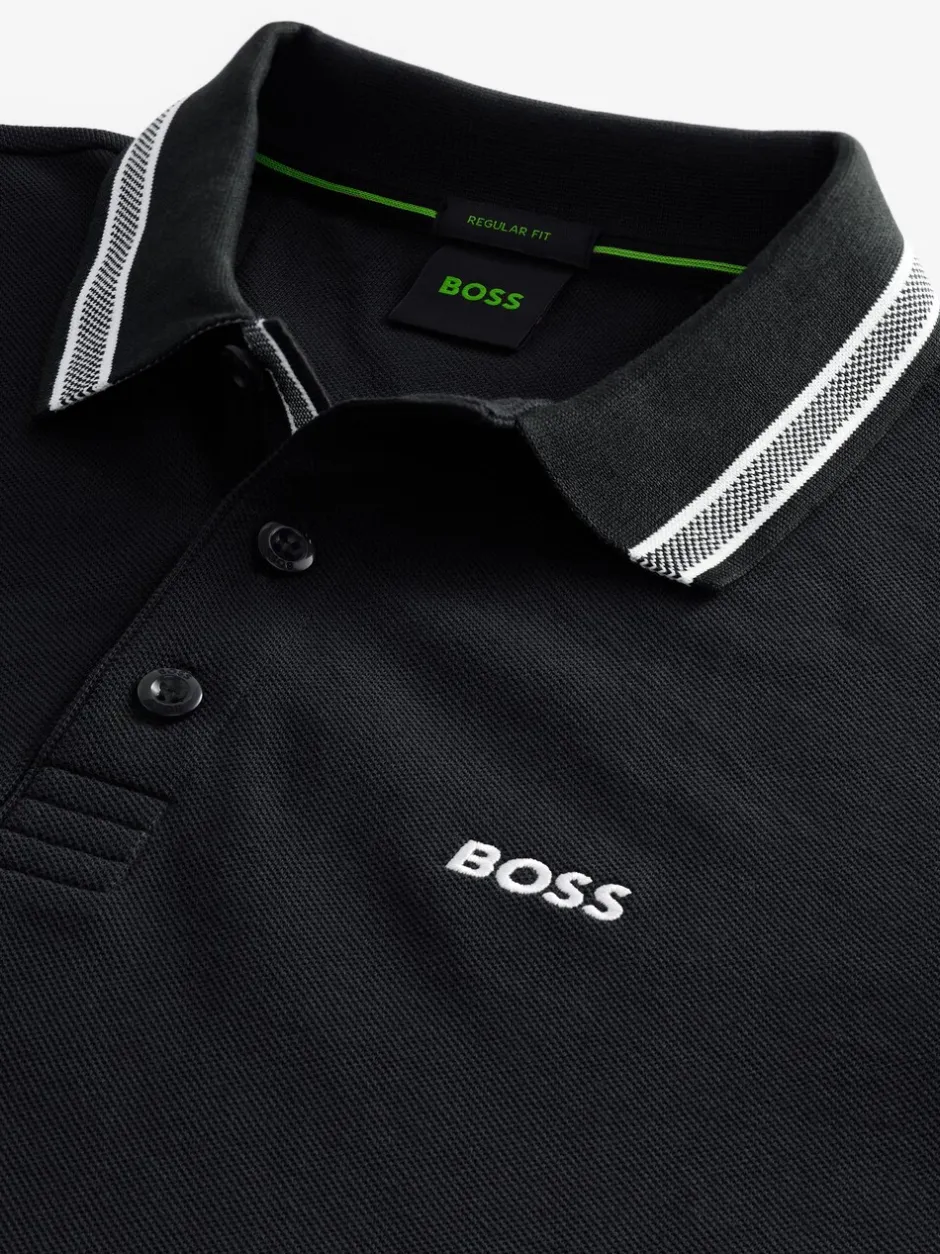 Poloshirts|BOSS Marineblauw - Regular Fit Paddy poloshirt met contrasterende kraag