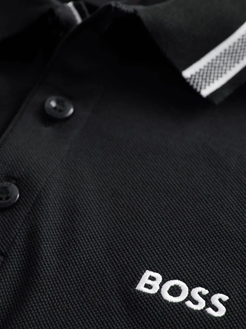 Poloshirts|BOSS Marineblauw - Regular Fit Paddy poloshirt met contrasterende kraag