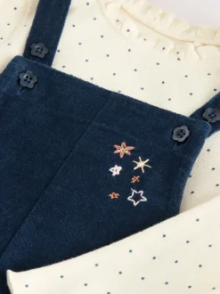 Rompertjes En Tuinbroeken|Tuinbroeken*Next Marineblauw - Bunny Corduroy Dungarees Top and Tights Set (3mths-7yrs)