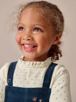 Rompertjes En Tuinbroeken|Tuinbroeken*Next Marineblauw - Bunny Corduroy Dungarees Top and Tights Set (3mths-7yrs)