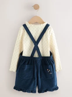 Rompertjes En Tuinbroeken|Tuinbroeken*Next Marineblauw - Bunny Corduroy Dungarees Top and Tights Set (3mths-7yrs)
