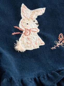 Rompertjes En Tuinbroeken|Tuinbroeken*Next Marineblauw - Bunny Corduroy Dungarees Top and Tights Set (3mths-7yrs)
