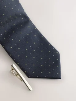 Stropdassen En Pochets|Next Marineblauw - Das met patroon