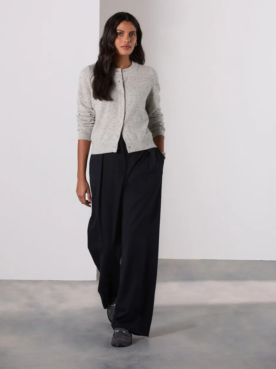 Broeken*Next Marineblauw - Elastic Back Wide Leg Trousers With Wool