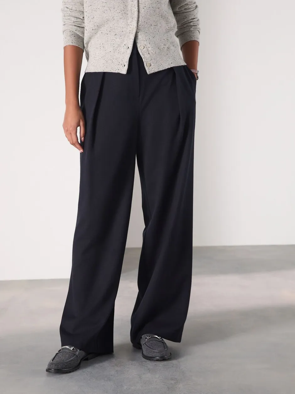 Broeken*Next Marineblauw - Elastic Back Wide Leg Trousers With Wool