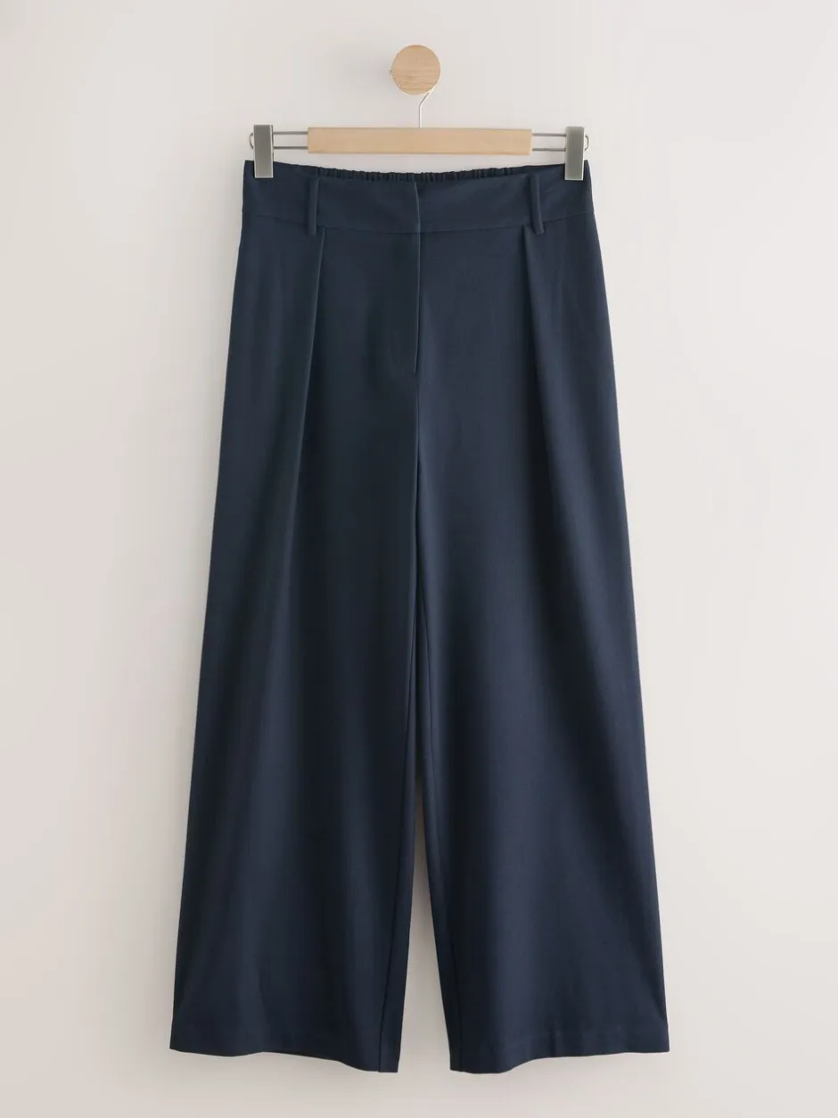 Broeken*Next Marineblauw - Elastic Back Wide Leg Trousers With Wool