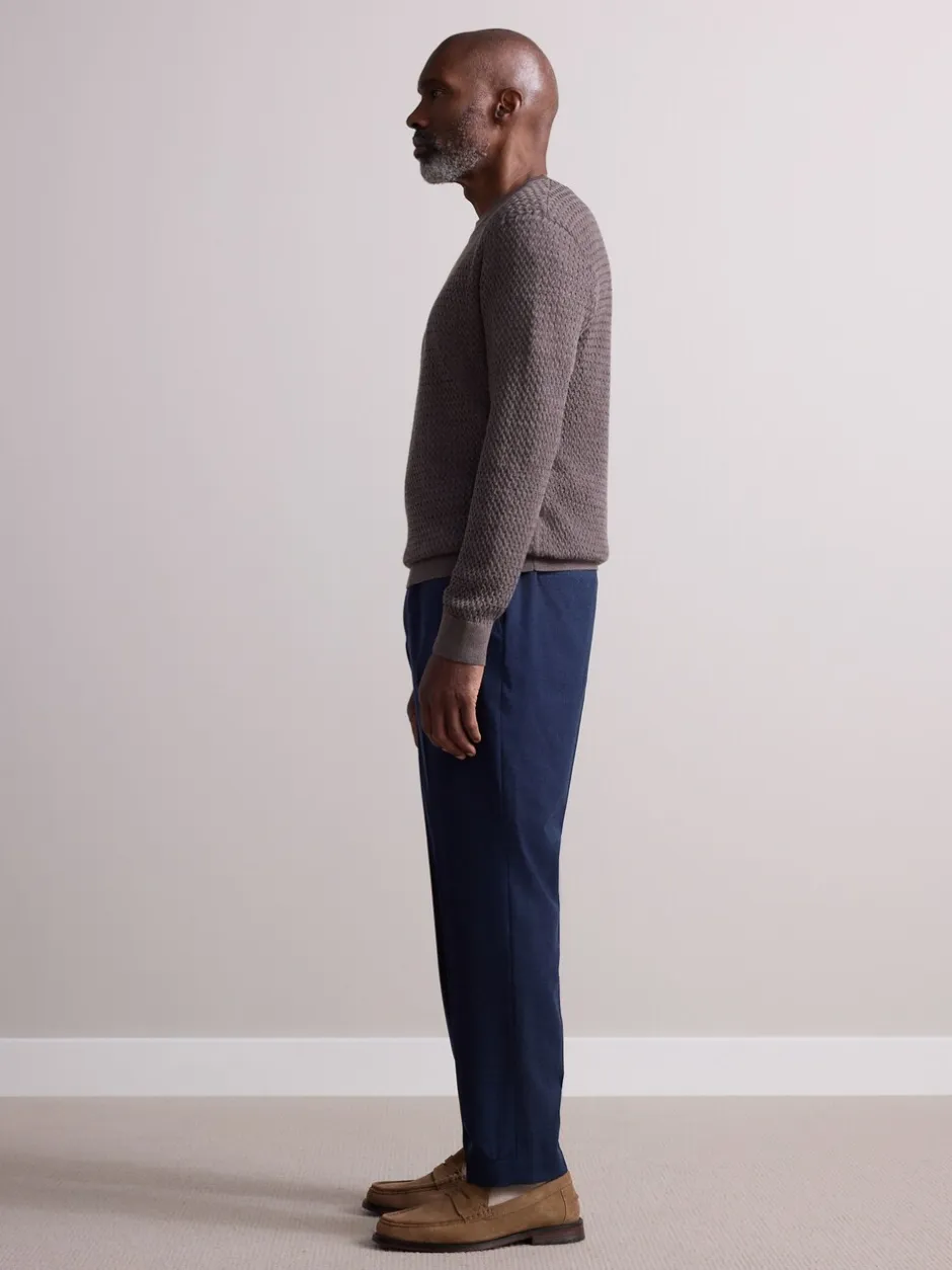Formele Broek*Next - Elasticated Waist Wool Rich Textured Formal Trousers Marineblauw