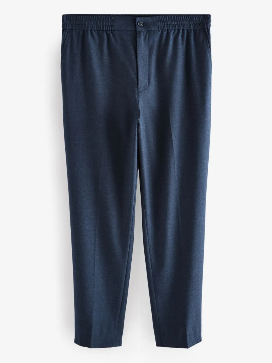 Formele Broek*Next - Elasticated Waist Wool Rich Textured Formal Trousers Marineblauw