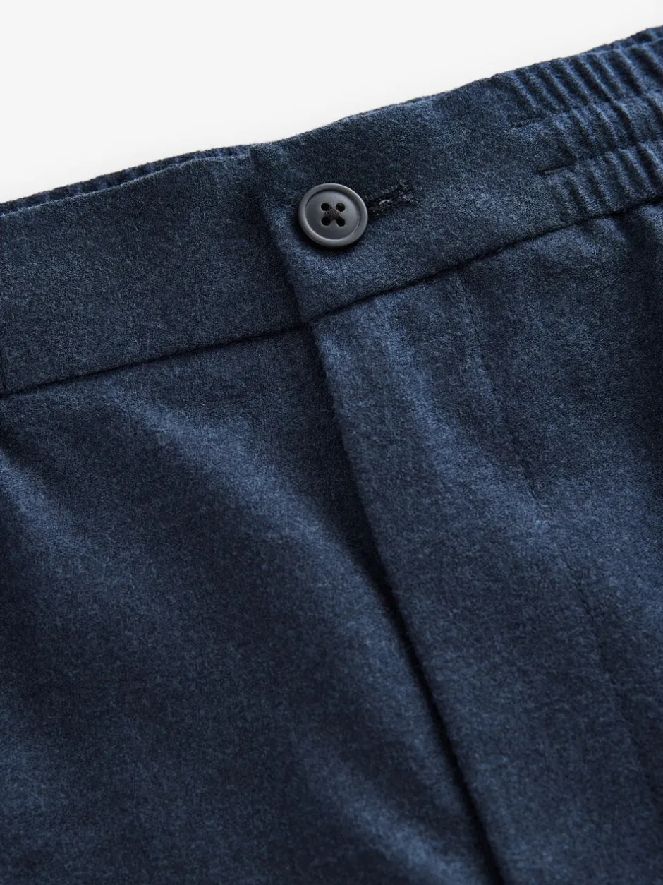 Formele Broek*Next - Elasticated Waist Wool Rich Textured Formal Trousers Marineblauw