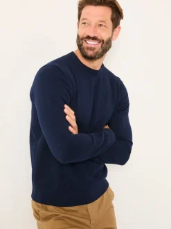 Gebreide Kleding|Fat Face - FatFace Crew Neck Knitted Jumper Marineblauw