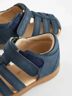Eerste Schoentjes*Next - First Walker babysandalen van leer met klittenbandsluiting Marineblauw