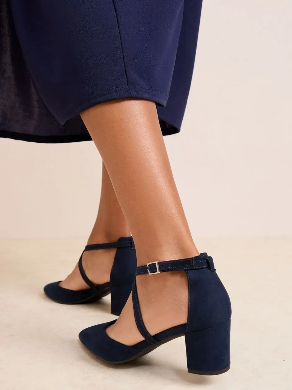 Schoenen Met Hakken*Friends Like These - pumps met blokhak en gekruiste bandjes Marineblauw