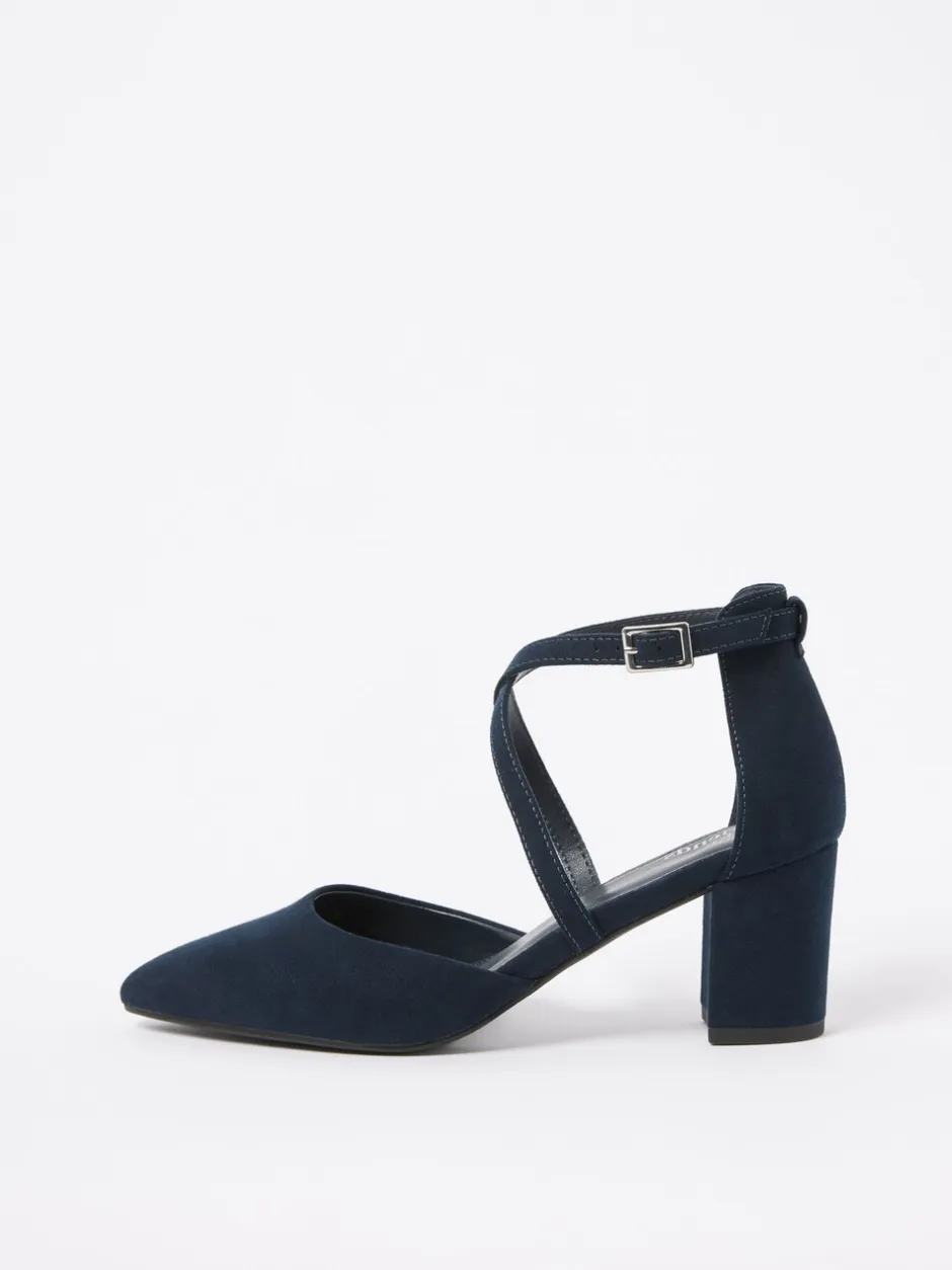 Schoenen Met Hakken*Friends Like These - pumps met blokhak en gekruiste bandjes Marineblauw
