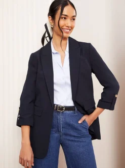 Kostuums En Werkkleding*Friends Like These - maatgesneden blazer met mouwdetails Marineblauw