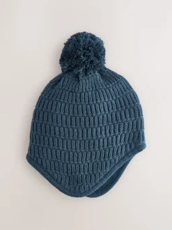 Mutsjes En Antikrabwantjes|Mutsen, Handschoenen En Sjaals*Next - Gebreide pilotenmuts voor baby's met pompon (0mnd -2jr) Marineblauw