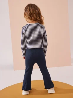 Broeken En Leggings|Next Marineblauw - Geribbelde flare legging (3 mnd-7 jr)