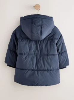 Jassen, Jacks En Kinderwagenpakjes|Schoolkleding*Next - Gewatteerde, regenbestendige jas met borgvoering (3mnd-7jr) Marineblauw
