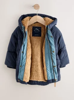 Jassen, Jacks En Kinderwagenpakjes|Schoolkleding*Next - Gewatteerde, regenbestendige jas met borgvoering (3mnd-7jr) Marineblauw