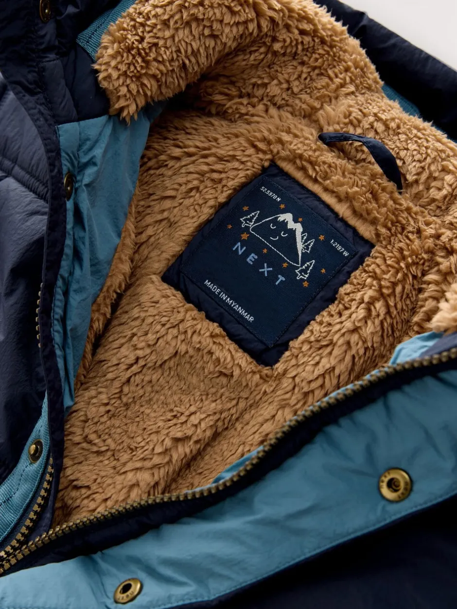 Jassen, Jacks En Kinderwagenpakjes|Schoolkleding*Next - Gewatteerde, regenbestendige jas met borgvoering (3mnd-7jr) Marineblauw