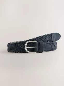 Ceintuurs|Next - Hand Plaited Leather Belt Marineblauw