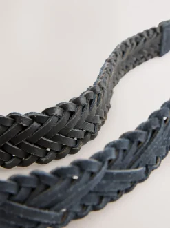 Ceintuurs|Next - Hand Plaited Leather Belt Marineblauw