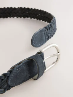 Ceintuurs|Next - Hand Plaited Leather Belt Marineblauw