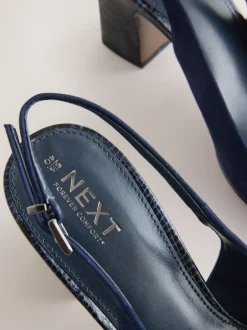 Ruimvallend En Extraruimvallend|Schoenen Met Hakken|Next - Hardware Slingback Block Heels Marineblauw