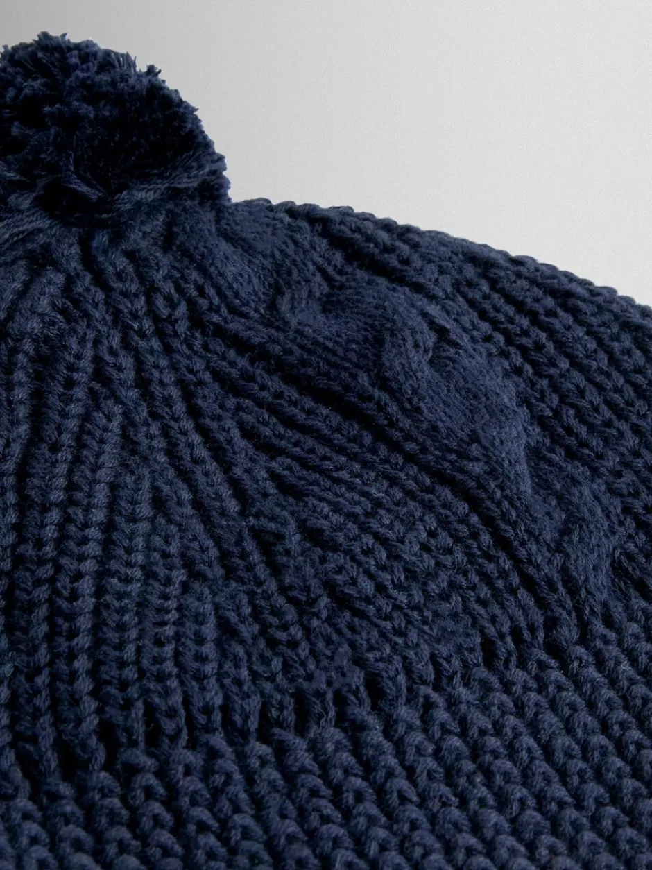Mutsen, Handschoenen En Sjaals|Jojo Maman Bébé Marineblauw - Cosy Pom Pom Rib Hat