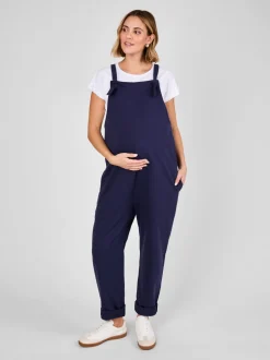 Jumpsuits En Playsuits|Moederschap|Jojo Maman Bébé - - Jersey zwangerschaps-tuinbroek Marineblauw