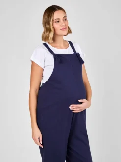 Jumpsuits En Playsuits|Moederschap|Jojo Maman Bébé - - Jersey zwangerschaps-tuinbroek Marineblauw