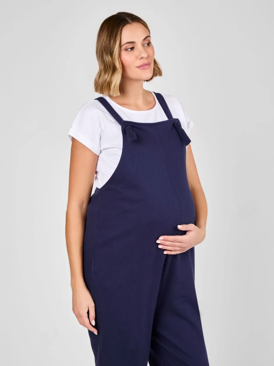 Jumpsuits En Playsuits|Moederschap|Jojo Maman Bébé - - Jersey zwangerschaps-tuinbroek Marineblauw