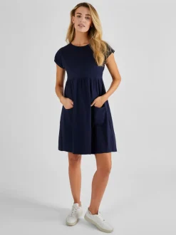 Moederschap*Jojo Maman Bébé - Overhemdjurk met zak voor zwangerschap Marineblauw