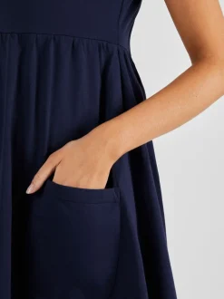 Moederschap*Jojo Maman Bébé - Overhemdjurk met zak voor zwangerschap Marineblauw