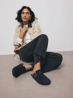 Lage Schoenen*Next Marineblauw - Klompen met leren voetbed