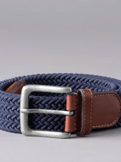 Riemen En Bretels*Lakeland Leather - Lakeland leren Greythwaite gevochten riem Marineblauw